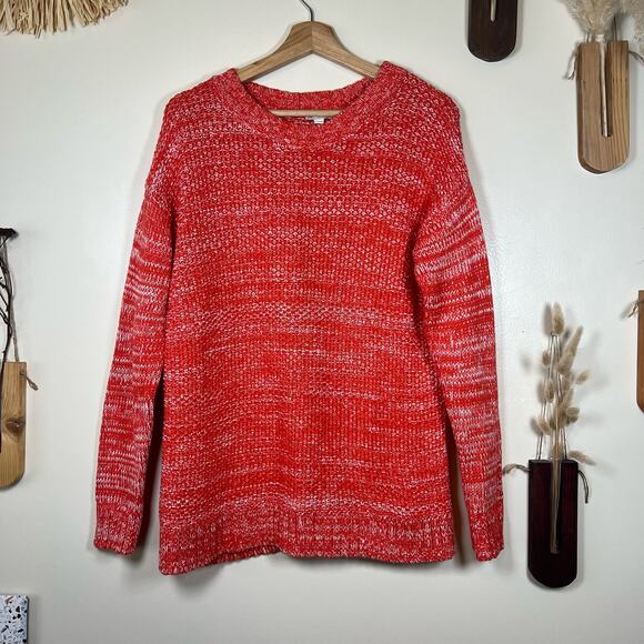Women's Gap Marled Orange Crewneck Knit Sweater Size Medium - Picture 1 of 4